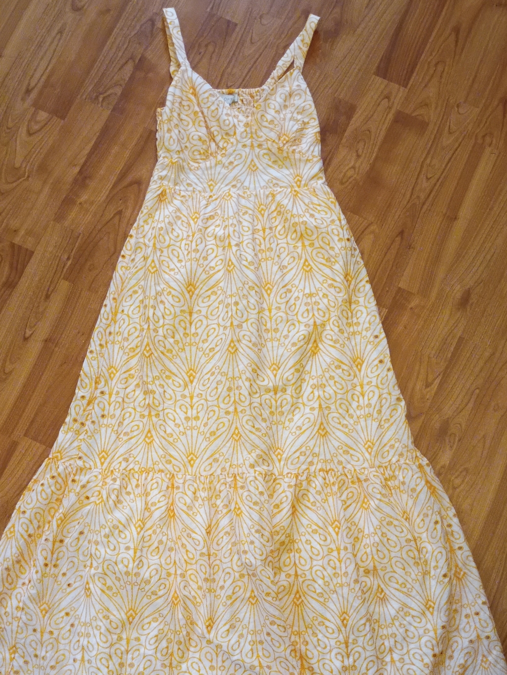 LOFT Yellow and White Patterned Maxi Dress